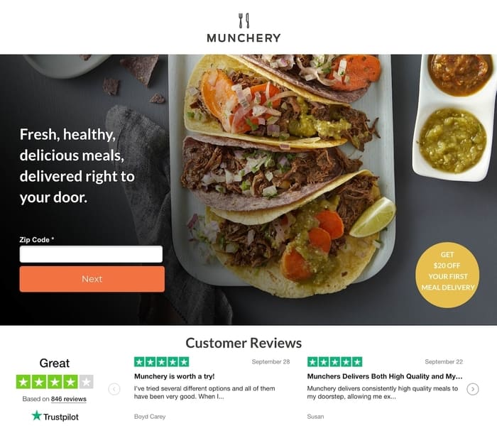 Optimized landing page example
